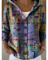Natalia | Damen Strickjacke mit Kapuze und Muster in Lila