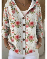 Natalia | Damen Strickjacke mit Kapuze und Muster in Zartes Rosa