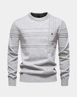 Nikolaj | Herren Baumwollpullover – Klassischer Baumwolle Pullover Herren in Hellgrau