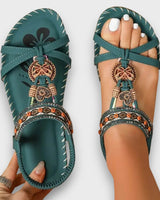 Arlena | Bohemian Sandalen mit orthopädischer Unterstützung in Dunkelgrün
