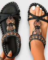 Arlena | Bohemian Sandalen mit orthopädischer Unterstützung in Schwarz