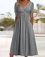 Sacha - Lässige Eleganz Midi-Kleid in Grau (Fast ausverkauft)
