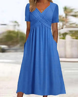 Sacha - Lässige Eleganz Midi-Kleid in Blau