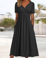 Sacha - Lässige Eleganz Midi-Kleid in Schwarz (Fast ausverkauft)