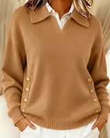 Telina – Langärmeliger Strickpullover Mit V-ausschnitt in Khaki