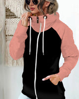Damen nan Kapuzenjacke mit hohem Stehkragen, durchgehendem Reißverschluss und Raglanärmeln Drune in Pink