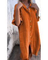 Valerie – Lässiges Damen Hemdblusenkleid in Orange