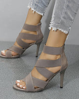 Damen High-Heel-Sandaletten mit eleganten Riemen und komfortablem Plateau Drune in Khaki
