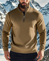 Herren nan halbhoher Reißverschluss-Sweatpullover mit Stehkragen weichem Fleecefutter und elastischen Bündchen Drune in Khaki