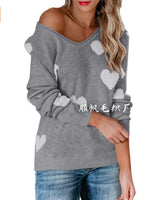 Claudia | Damen-Weihnachtspullover mit Herzmuster in Grau