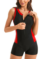 Damen Sportlicher Schwimmanzug mit durchgehendem Reißverschluss Drune in Rot