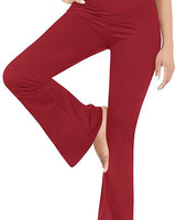 Damen nan taillenhohe Yogahose mit überkreuztem Bund und ausgestelltem Saum mit Schlitz Drune in Weinrot