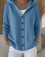 Damen nan Kapuzen-Cardigan mit Knopfleiste und lässiger Oversize-Passform Drune in Pfauenblau
