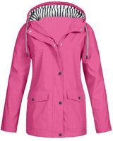 Damen nan wasserdichter Parka mit Kapuze, Kordelzug und aufgesetzten Taschen Drune in Magenta