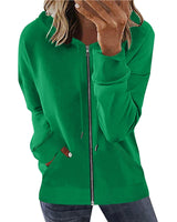 Damen nan Kapuzenjacke mit durchgehendem Reißverschluss, Kängurutaschen und elastischen Bündchen Drune in Grün