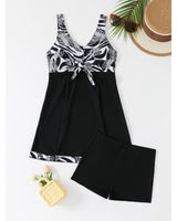 Damen Sportliches Tankini-Set mit modischem Knoten und Shorts Drune in Schwarz