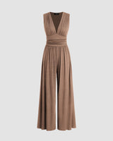 LIA | Ärmelloser Wide-Leg Jumpsuit in Kamel
