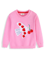 Mädchen Sweatshirt mit liebevollem Herz und Vogelmotiv Drune in Rot