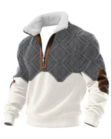 Tobias | ThermoSoft Fleecepullover mit Stehkragen in Grau/Weiß