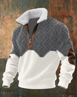 Ibrahima – Fleece Rollkragen Pullover Mit Reißverschluss in Weiß-Grau