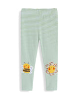 Mädchen Leggings mit fröhlichem Bienen- und Blumenmotiv Drune in Gelb