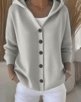 Damen nan Kapuzen-Cardigan mit Knopfleiste und lässiger Oversize-Passform Drune in Meliertes Grau