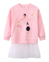 Mädchen Sweatshirt mit Tüllrock und bunten Ballerina-Applikationen Drune in Blau
