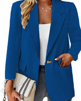 Damen nan taillierter Blazer mit Ein-Knopf-Verschluss Reverskragen und Pattentaschen Drune in Blau