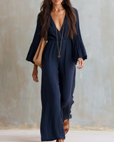 Magdlena – Luftiger Jumpsuit mit V-Ausschnitt in Marineblau