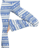 Damen nan taillenhohe Yogahose mit überkreuztem Bund und ausgestelltem Saum mit Schlitz Drune in Weihnachts-Himmelblau