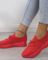 Damen nan gestrickte Slip-On Sneaker mit Memory-Fußbett und rutschfester Wellenlaufsohle Drune in Rot