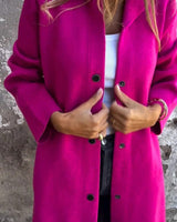 Damen nan Kapuzenmantel mittellanger Baumwollmix mit Druckknopfleiste und Eingrifftaschen Drune in Fuchsia