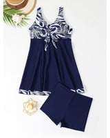 Damen Sportliches Tankini-Set mit modischem Knoten und Shorts Drune in Dunkelblau