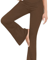 Damen nan taillenhohe Yogahose mit überkreuztem Bund und ausgestelltem Saum mit Schlitz Drune in Braun