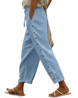 Mutandi - Freizeithose Mit Stilvollem Knopf in Blau