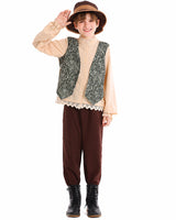 Unisex nan Kinderkostüm Set mit bestickter Paisley-Weste und Rüschenbluse Drune in Oberteil + Hose + Mütze