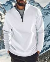 Herren nan halbhoher Reißverschluss-Sweatpullover mit Stehkragen weichem Fleecefutter und elastischen Bündchen Drune in Weiß