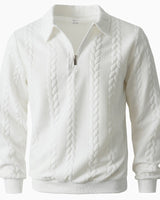 Martin | Polo Quarter Zip aus elegantem Strick in Weiß
