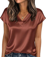 Damen Satinbluse Drune in Kaffee