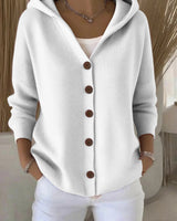 Damen nan Kapuzen-Cardigan mit Knopfleiste und lässiger Oversize-Passform Drune in Weiß