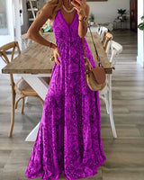 Taniaa – Maxikleid Mit V-Ausschnitt in Purple