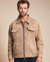Herren lässige Suede Jacke Drune in Braun