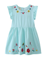 Mädchen Sommerkleid mit farbenfrohen Blumenstickereien Drune in Violett