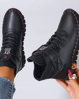 Damen nan knöchelhohe Freizeitboots mit Klettverschluss, elastischer Schnürung und markanter Profilsohle Drune in Schwarz