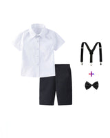 Damen festliches Hemd und Shorts Set mit Hosenträgern Drune in Weiß