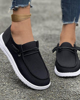 Damen nan lässige Slip-On Sneaker-Halbschuhe mit geripptem Textilobermaterial und elastischer Schnürung Drune in Schwarz