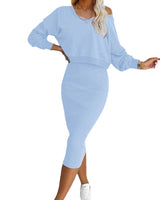 Andrea™ - Lässiges Sweatshirt und Kleid Set in Hellblau
