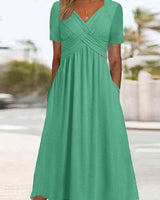 Maryjane | Damen Midikleid | V-Ausschnitt in Grün
