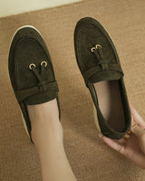 Damen nan bequeme Slip-On Loafer mit dekorativem Quastenbesatz und ergonomischer Gummisohle Drune in Olivgrün