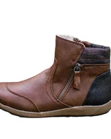 Damen nan lederoptik gefütterte Stiefelette mit seitlichem Reißverschluss und rutschfester Laufsohle Drune in Braun